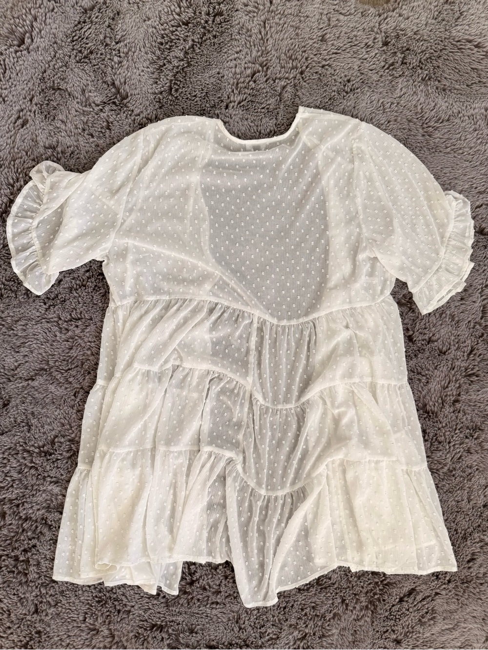 torrid Cream Swiss Dot Ruffle Tiered Cardigan - Picture 6 of 6